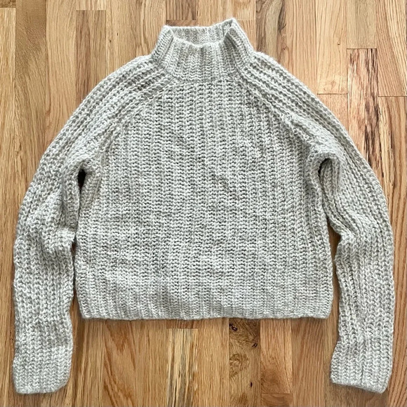 Vince Marled Raglan Green Mohair Alpaca Blend Pullover Sweater Size XS - Picture 2 of 5